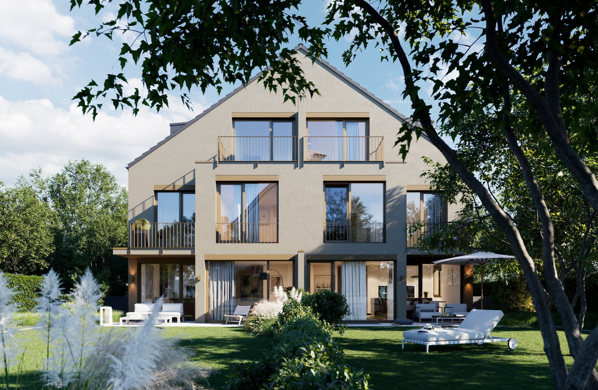 Ansicht der Stadthäuser an der Reginastraße 22